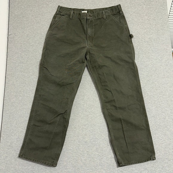 Carhartt Other - Carhartt Mens Moss Green Cotton Duck Carpenter Work Pants 39x32 Relaxed Fit